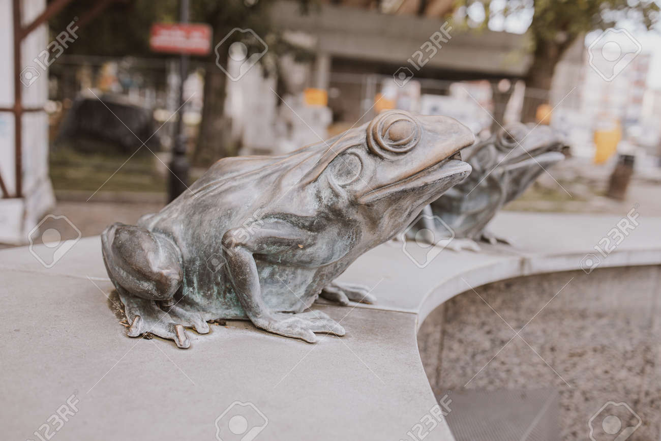 Beautiful Metal Frog From The Fountain In The City Of Lębork Stock Photo Picture And Royalty Free Image Image 150596272