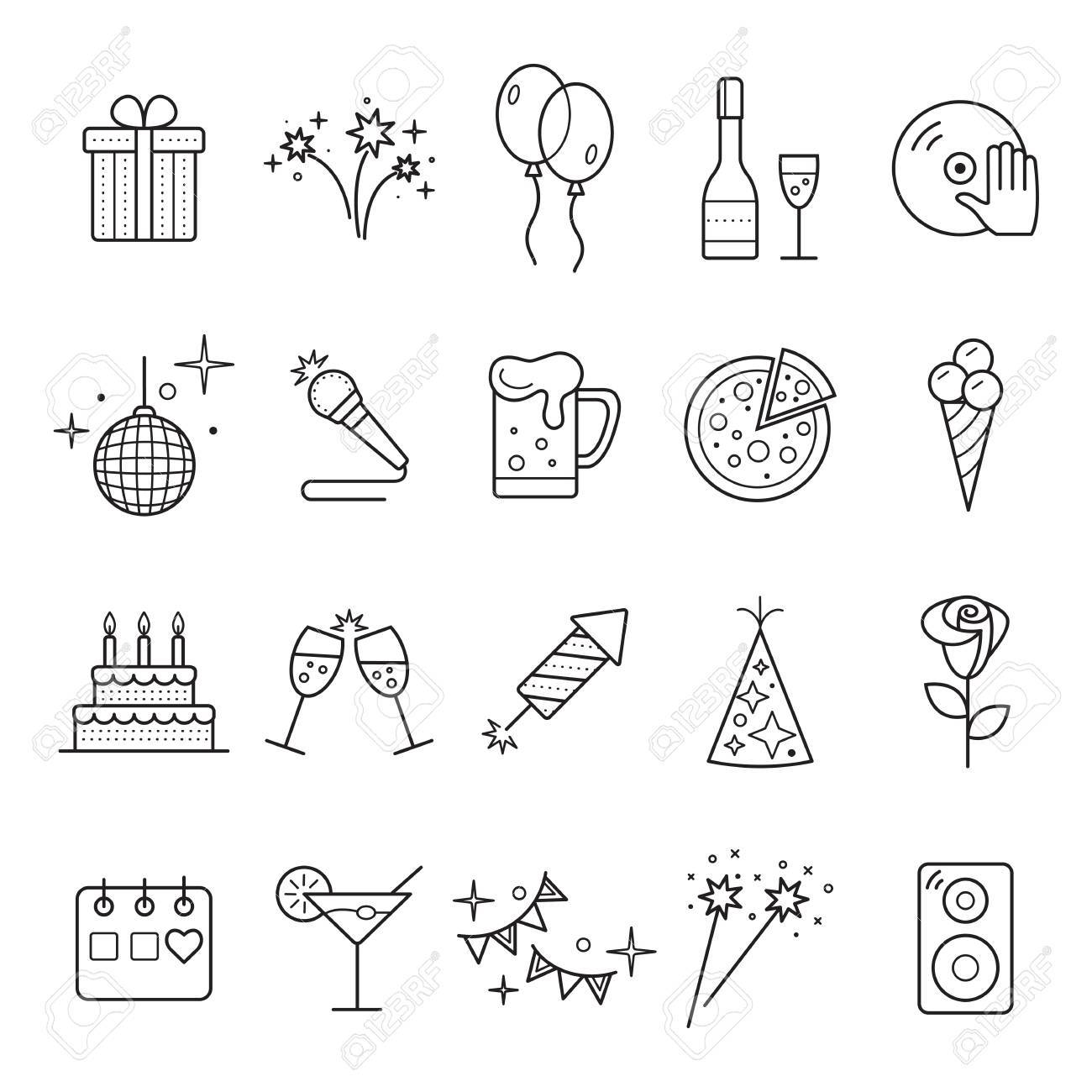 概要 Web アイコンを設定 パーティー 誕生日 休日 イベントやお祝い概要アイコン のイラスト素材 ベクタ Image