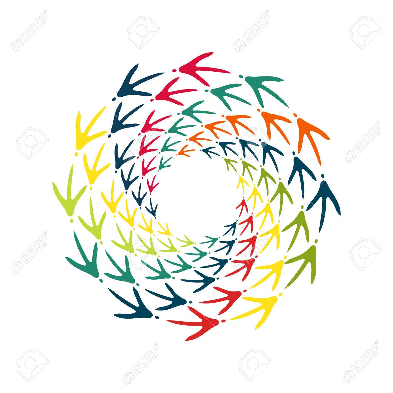 chicken bird s footprint spiral decorative design element frame