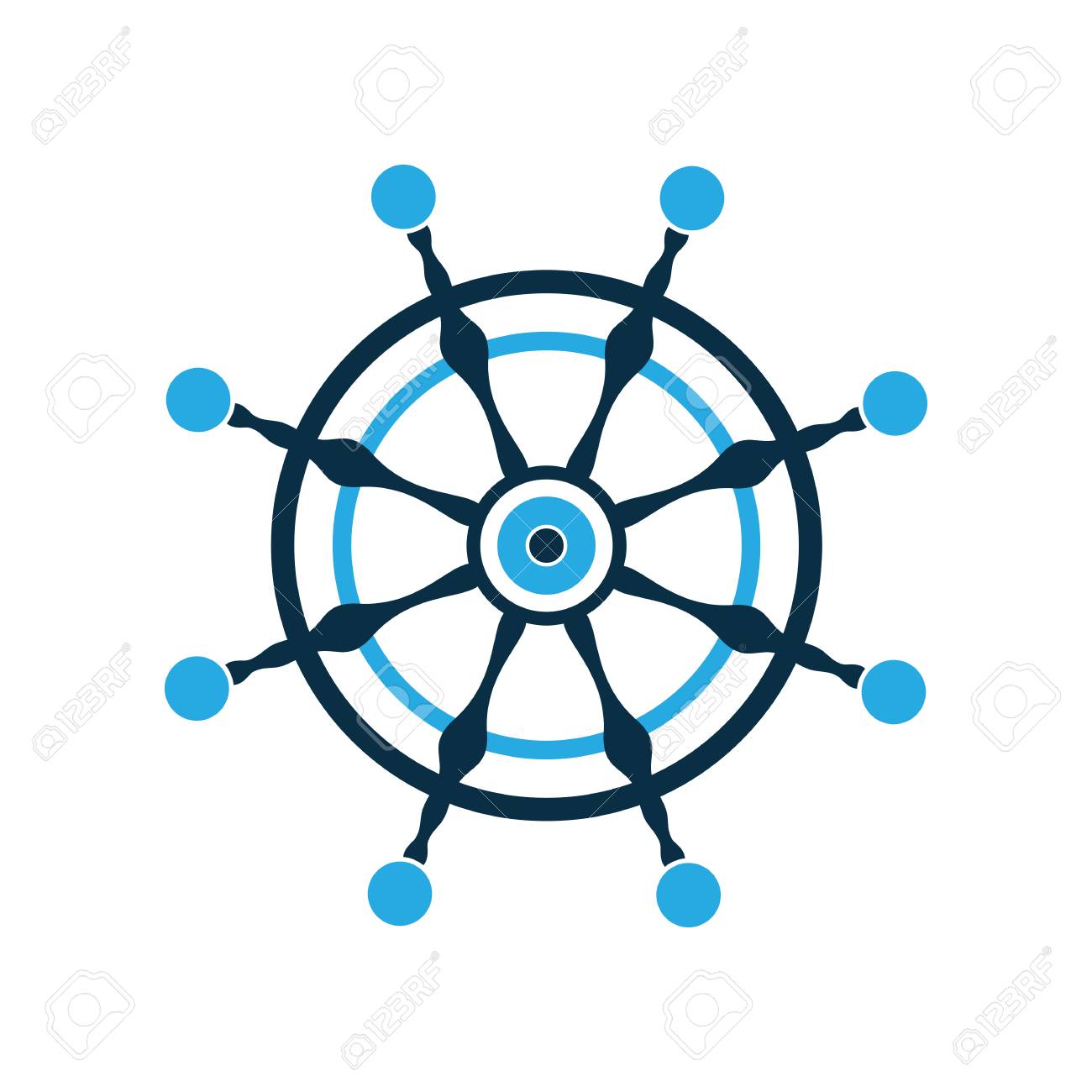 ステアリングホイール 船の舵 航海絵文字 ベクトルロゴ のイラスト素材 ベクタ Image