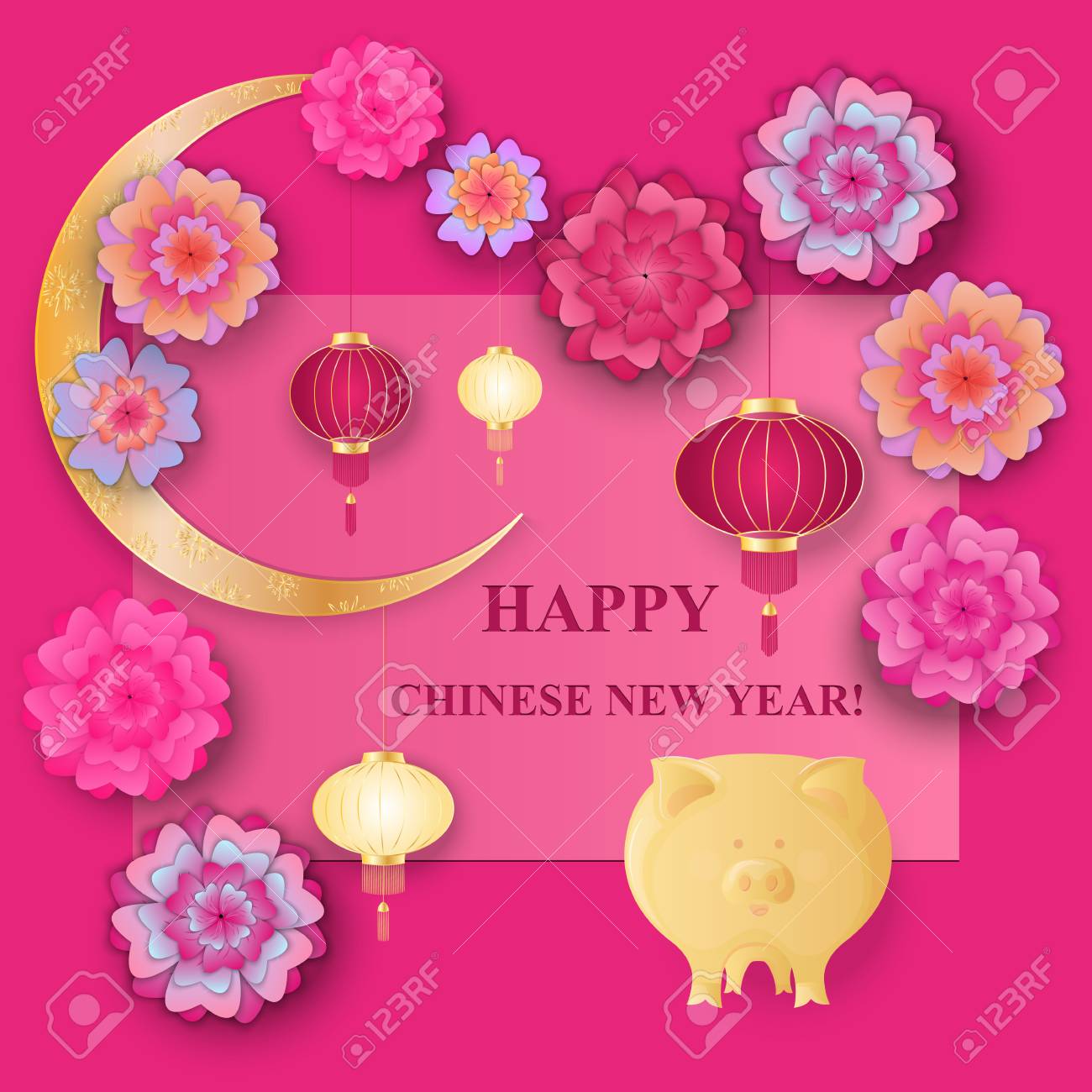 chinese new year 2019 yellow earth pig paper flowers and lanterns paper flower lanterns