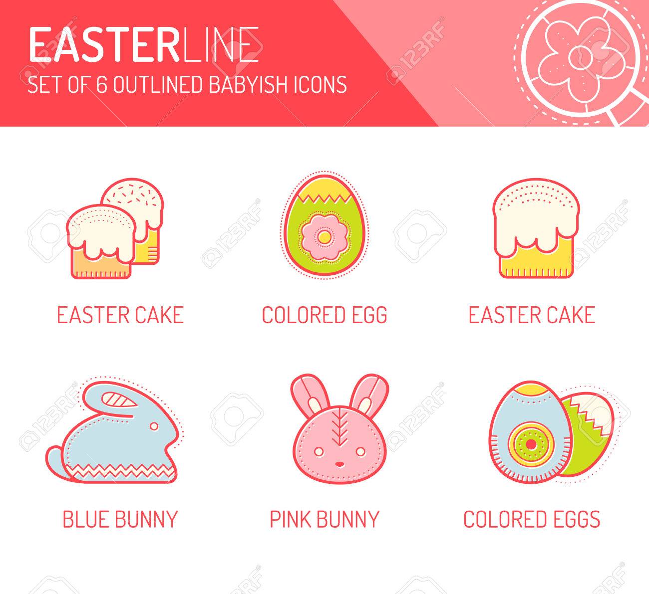 vector design set with stroked childrens icons royalty free cliparts