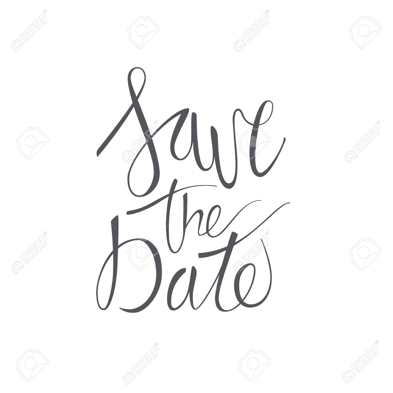 save the date vector lettering text on white background hand written decorative design words