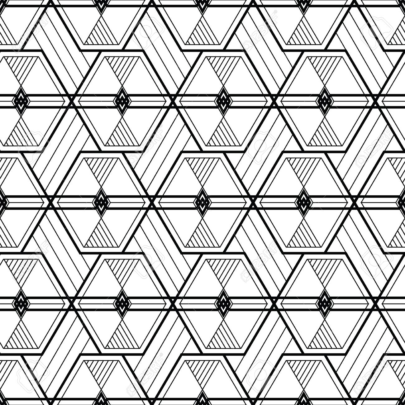 Art Deco Monochrome Arabic Black And White Wallpaper Royalty Free