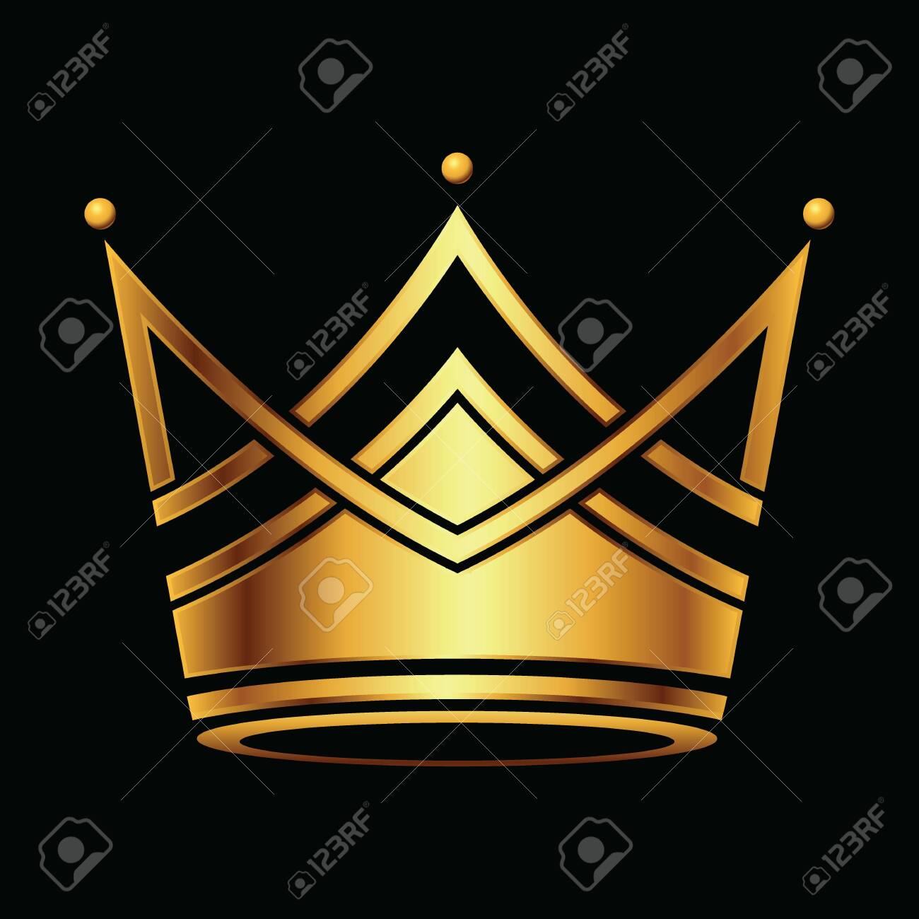 Golden Crown Symbol Icon Template Vintage On Black Background