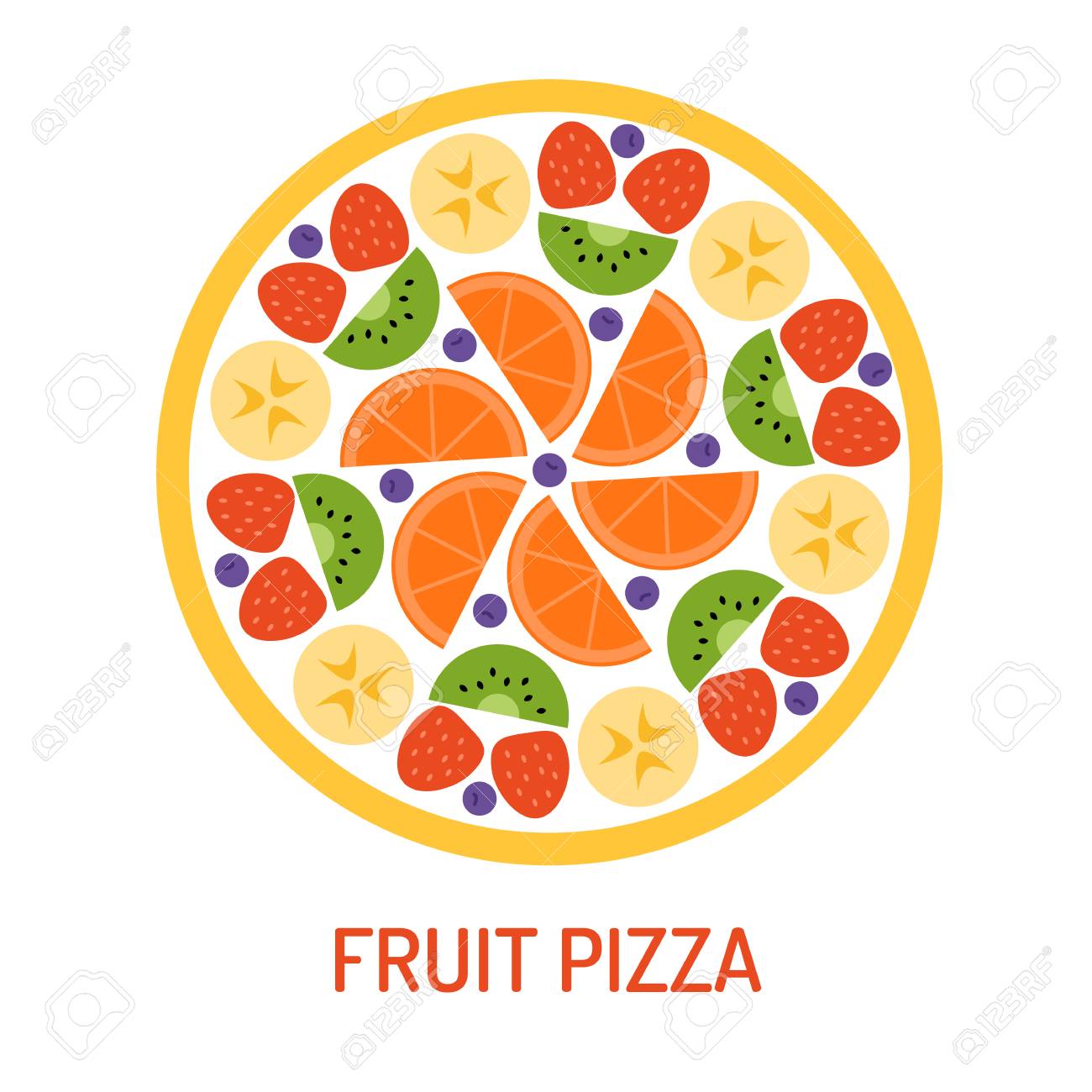 Fruit Pizza Isolated On White Background Summer Party Concept Royalty Free Cliparts Vectors And Stock Illustration Image 73853816