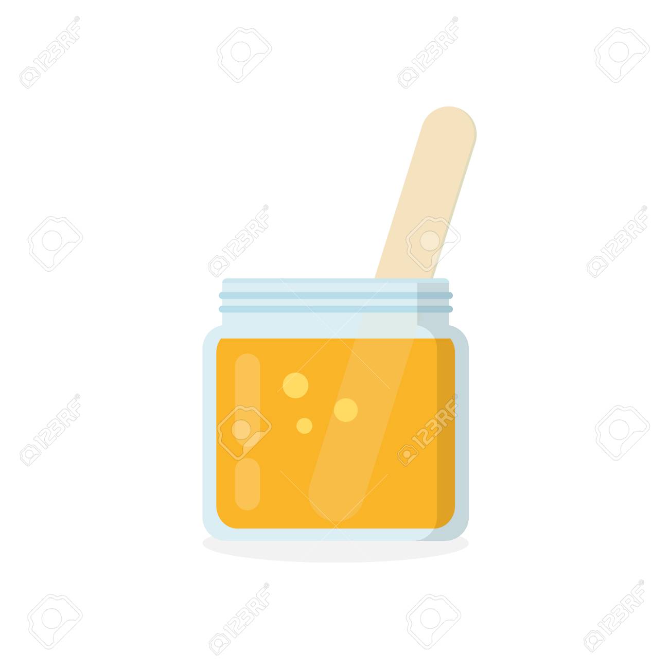 Glass Jar Of Wax With Stick Isolated On White Background Tools