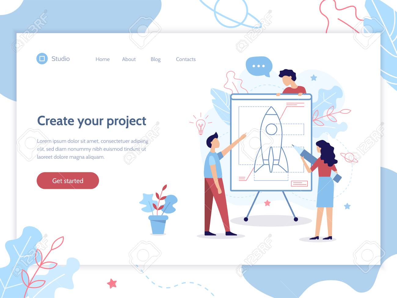 A Team Of Specialists Designs The Rocket Web Banner Design