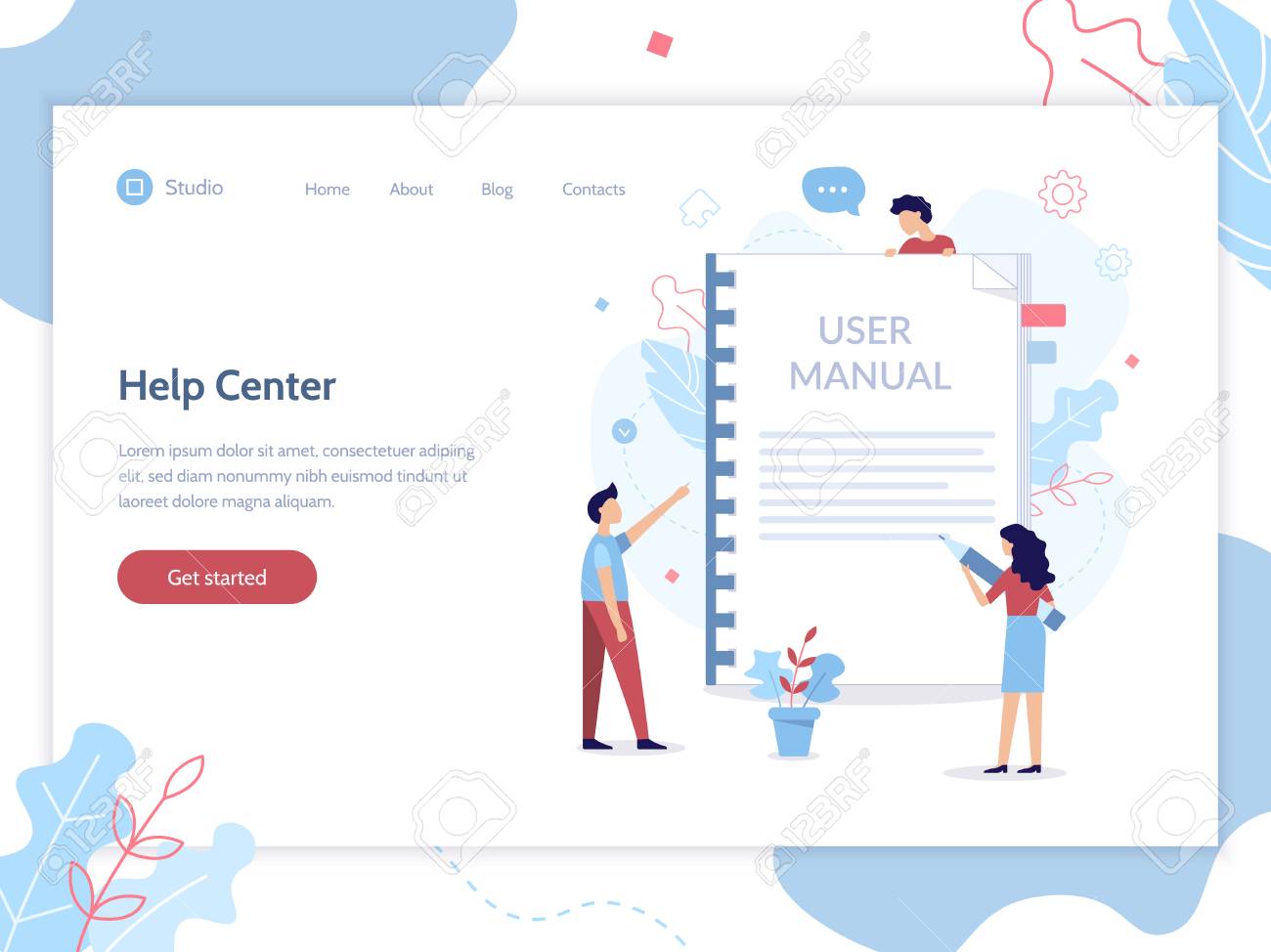 Help center web banner template. User manual concept. Flat vector illustration. Help center web banner template. User manual concept. Flat vector illustration.