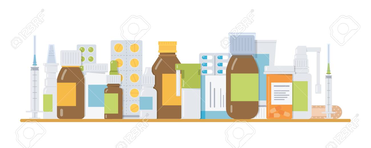 different medicaments on the table medical concept banner for royalty free cliparts vectors and stock illustration image 127490767 different medicaments on the table medical concept banner for