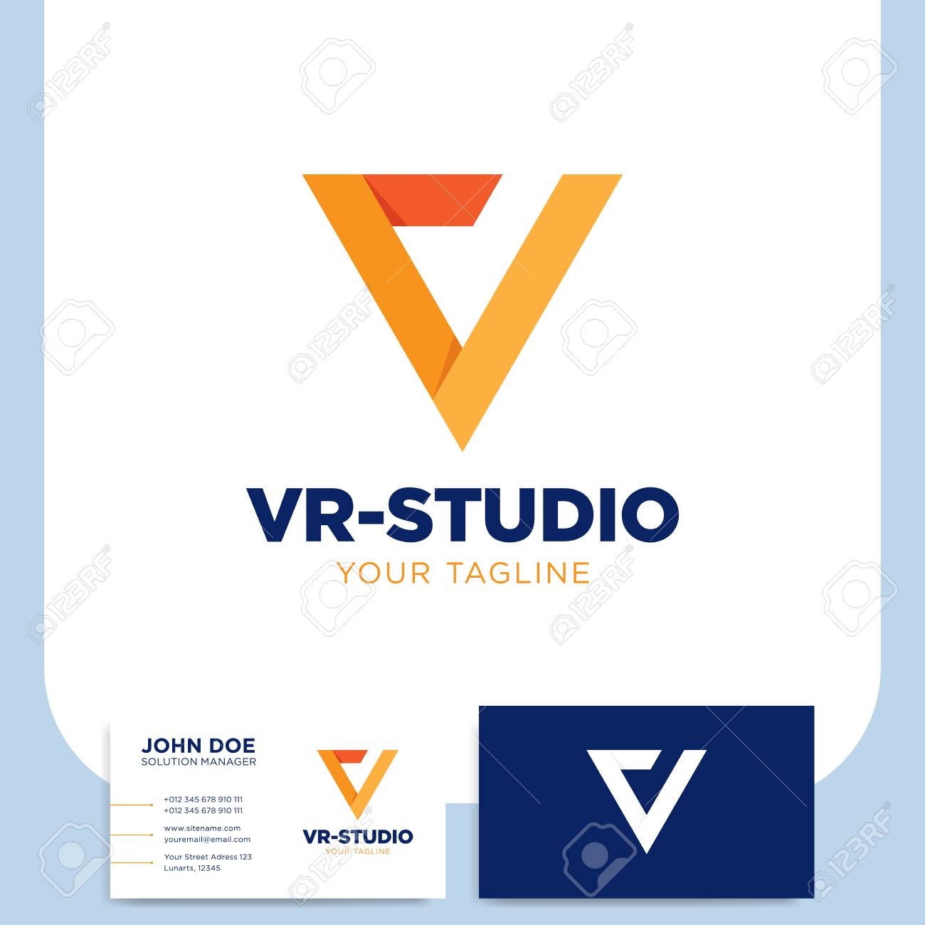 Vettoriale Linea Colorata E Biglietto Da Visita Del Logotipo Di Realta Virtuale Del Modello Di Progettazione Di Logo Del Monogramma Di Vr Image 94924896