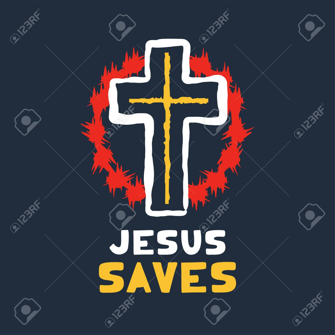 Jesus saves religious lettering brush illustration art design for Christian Bible church t-shirt, print, postcard. - 126057719 Jesus saves religious lettering brush illustration art design for Christian Bible church t-shirt, print, postcard. - 126057719