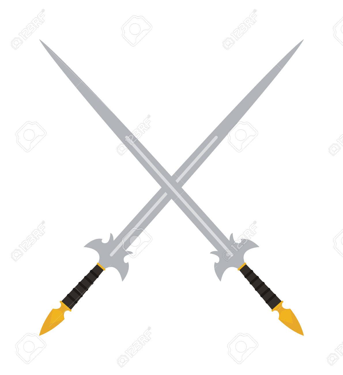 Katana japanese crossed sword traditional weapon and japanese crossed metallic swords knife. Japanese crossed swords icon cartoon vector illustration on white background.