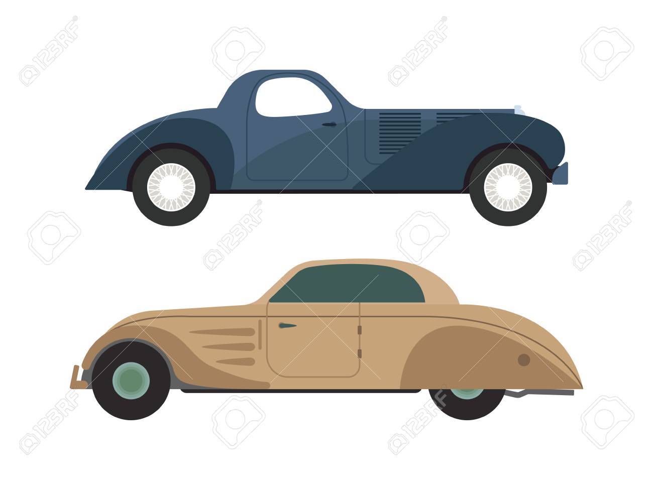 レトロな車アイコン ビンテージ ベクトル 古典的な交通自動車レトロな車 レトロな車懐かし自動車古いデザイン グラフィック エンブレム レース エンジンのマシン ショップ アンティーク車輪セット のイラスト素材 ベクタ Image