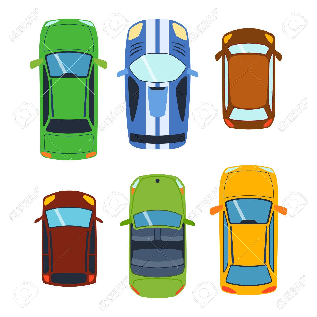 ベクトル車車両アイコン トップ ビューを設定します 上記の車平面図です いくつかの車両の輸送は 白で隔離 輸送車両コレクション デザイン車トップ ビュー モーター バン のイラスト素材 ベクタ Image