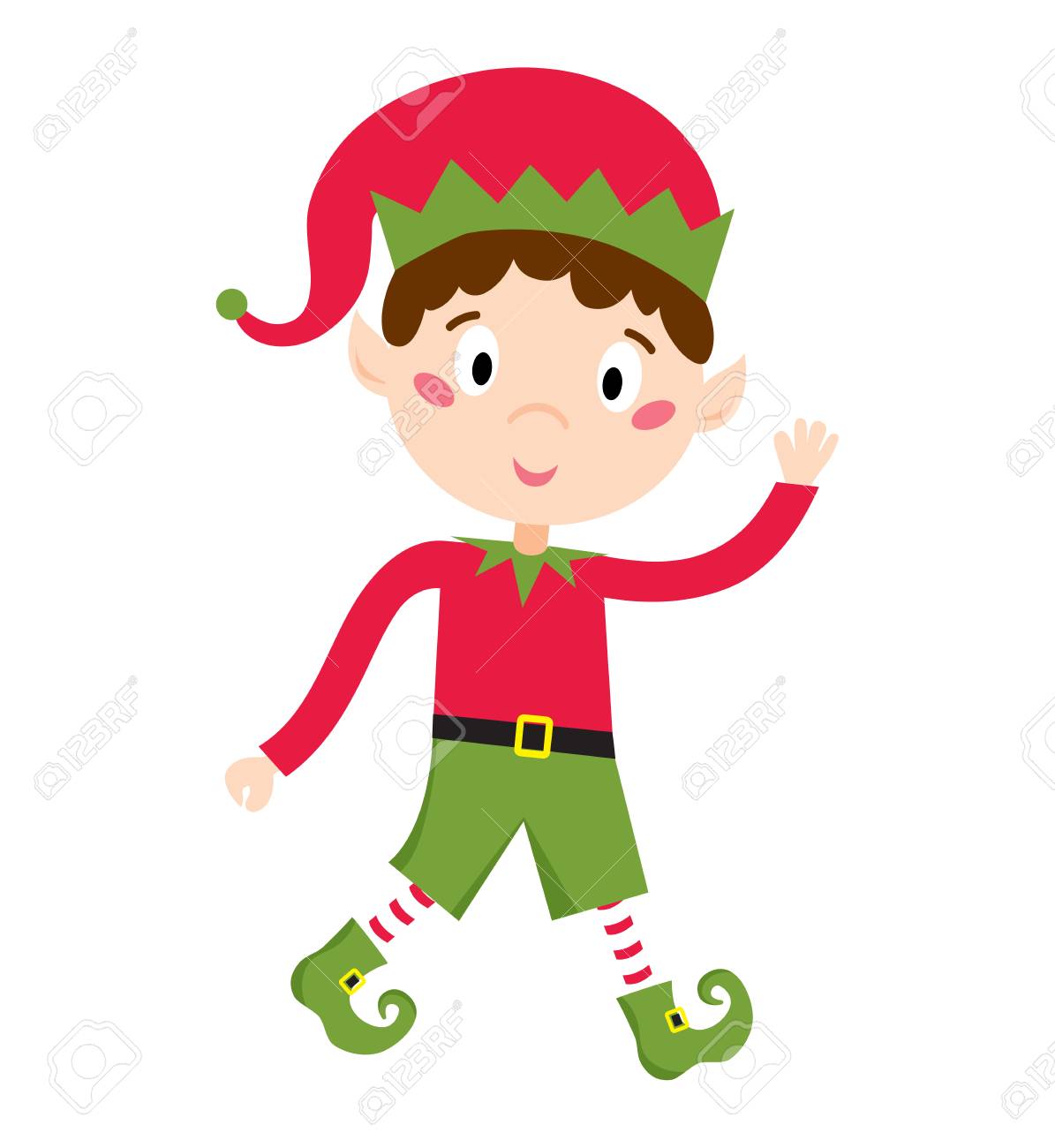 Pere Noel Dessin Anime Enfant Aide Elf Illustration Vectorielle Pere Noel Helper Elf Enfants Pere Noel Aide De Costume Traditionnel Elfe De La Famille De Santa Isole Sur Fond Pere Noel Elfe