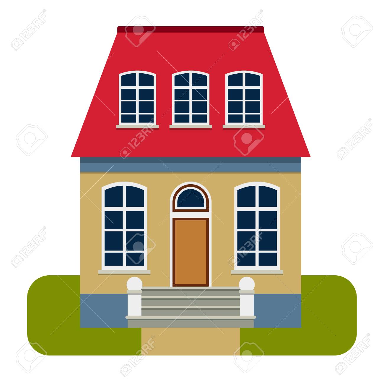 家の正面のベクトル イラスト ベクターの家フラット スタイル近代建造物 建築家建築家正面のマンション フロント ビューを構築する都市住宅 のイラスト素材 ベクタ Image