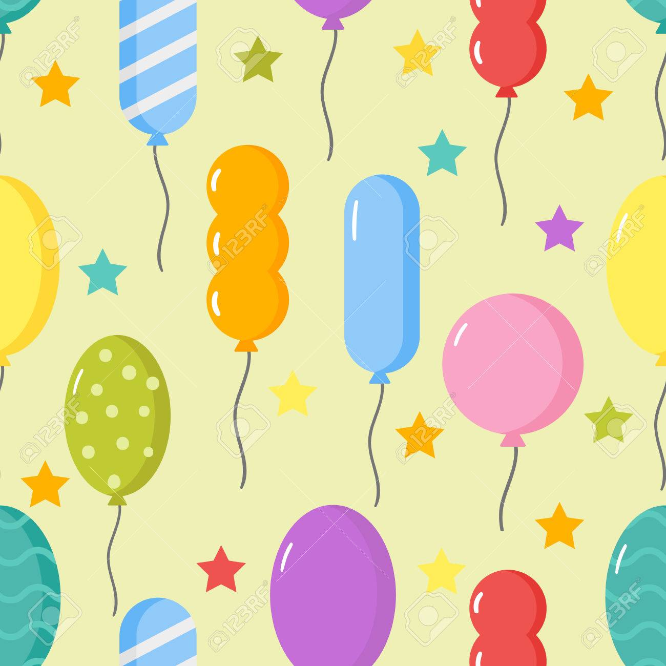 Globos De Colores Brillantes Patrón Transparente Birthdat Conjunto De  Ilustración Vectorial Fondo De Pantalla. Ronda De Globos De Entretenimiento  Festival De Día De Fiesta Feliz Regalo. Ilustraciones Svg, Vectoriales,  Clip Art Vectorizado