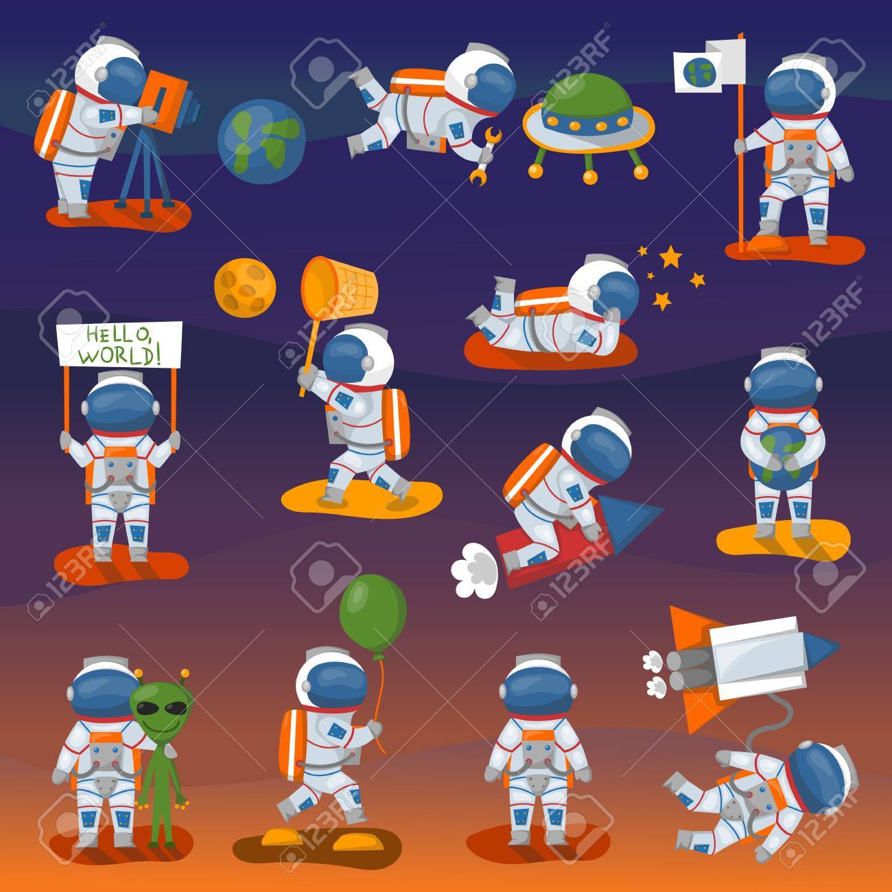 ベクトル空間で宇宙飛行士キャラクター別ポーズ の写真素材 画像素材 Image ベクトル空間で宇宙飛行士キャラクター別ポーズ の写真素材 画像素材 Image