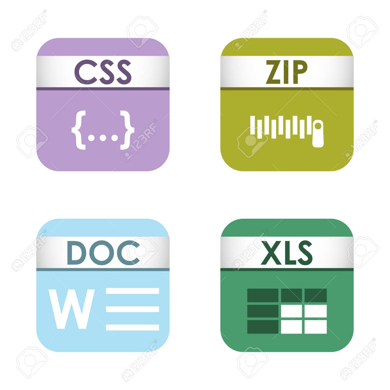 simple square file types formats labels icon set presentation