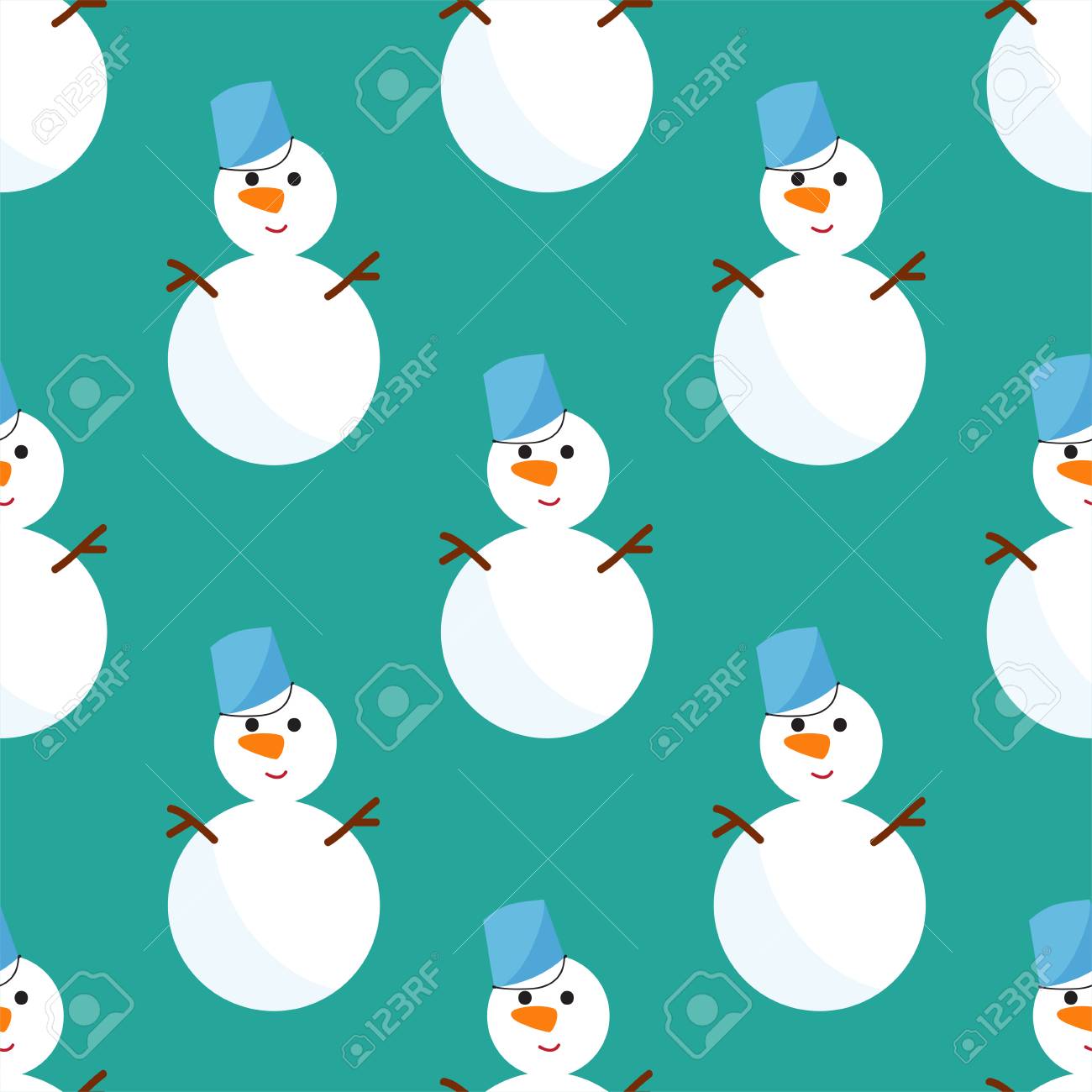 雪だるま寒いクリスマス シーズン冬のシームレスなパターンで男帽子キャラ クリスマス背景ホリデー カード ベクトル イラスト のイラスト素材 ベクタ Image