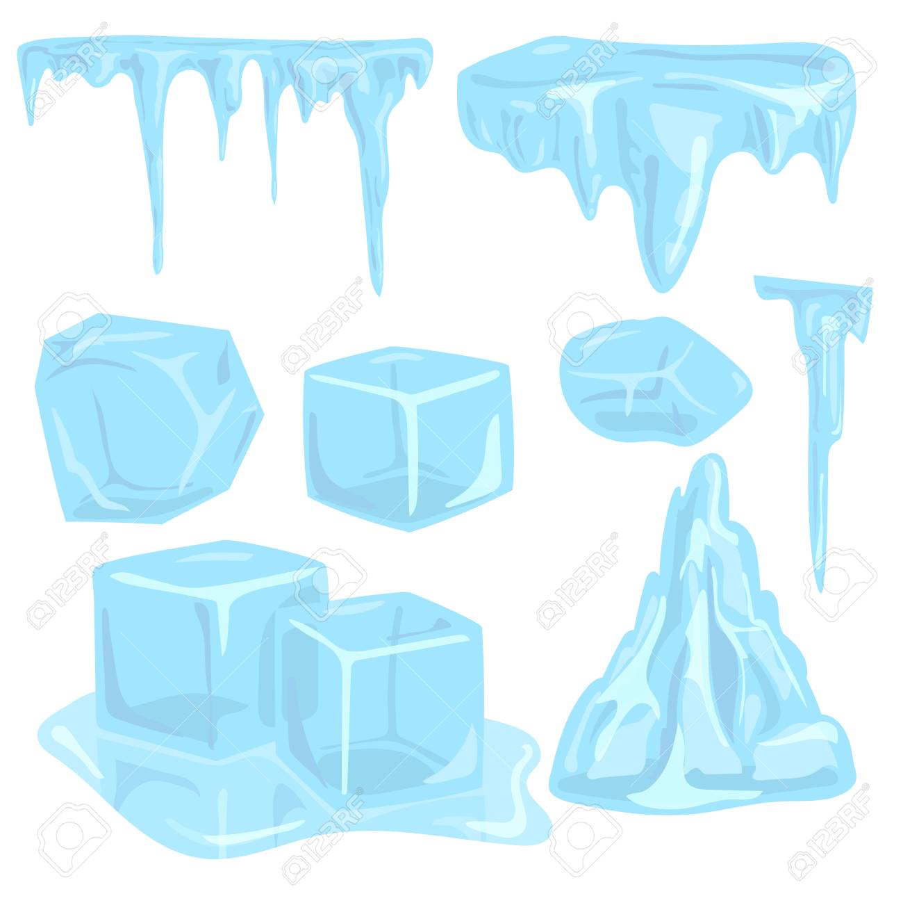 Ice caps snowdrifts icicles elements arctic snowy cold water winter decor vector illustration. - 87380212 Ice caps snowdrifts icicles elements arctic snowy cold water winter decor vector illustration. - 87380212