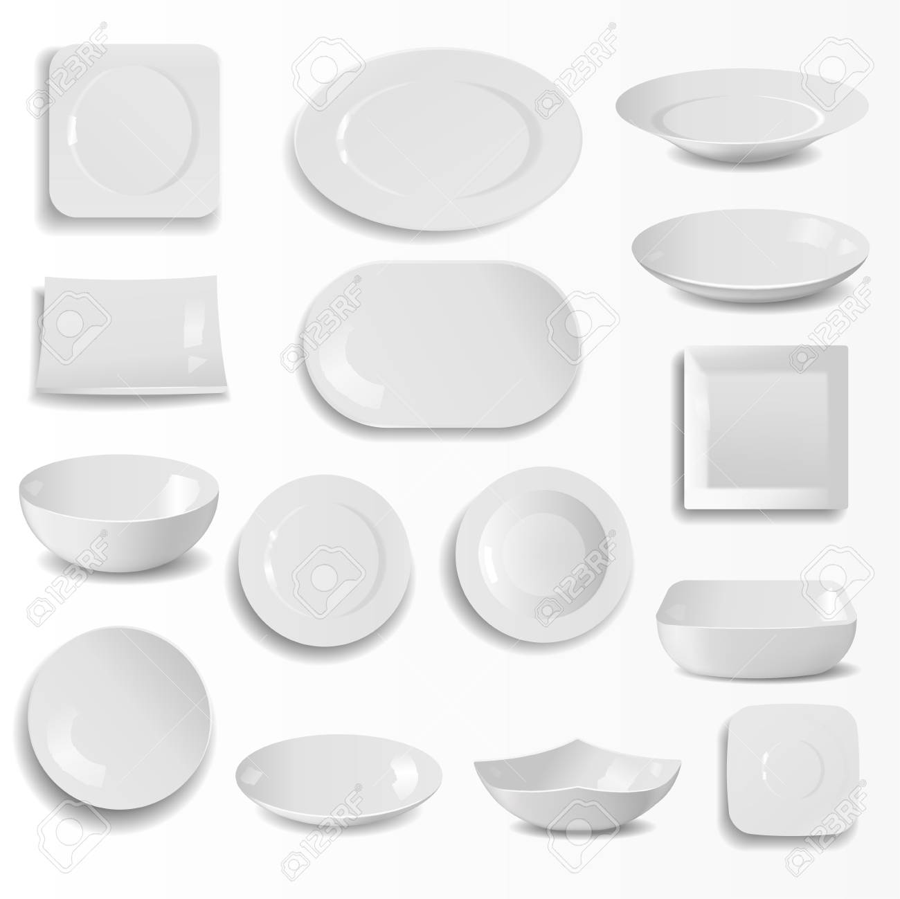 A Blank Ceramic Plates Set Realistic Kitchen Dishes Template Royalty Free Cliparts Vectors And Stock Illustration Image 87466640