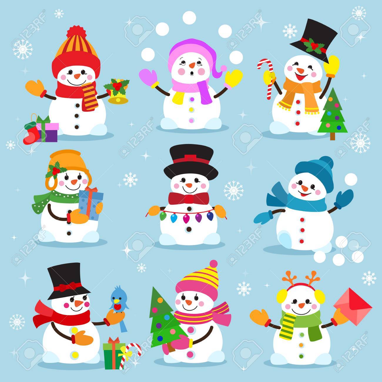 Snowman cartoon winter christmas character holiday merry xmas snow boys and girls vector illustration. - 87963487 Snowman cartoon winter christmas character holiday merry xmas snow boys and girls vector illustration. - 87963487