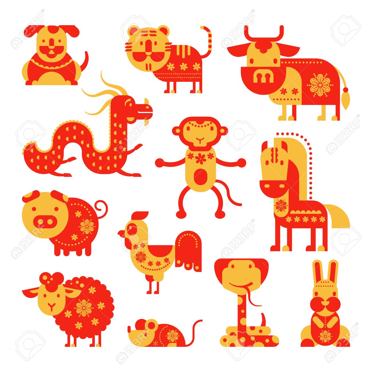 Animal symbol of astrological calendar isolated on white background. - 98177400 Animal symbol of astrological calendar isolated on white background. - 98177400
