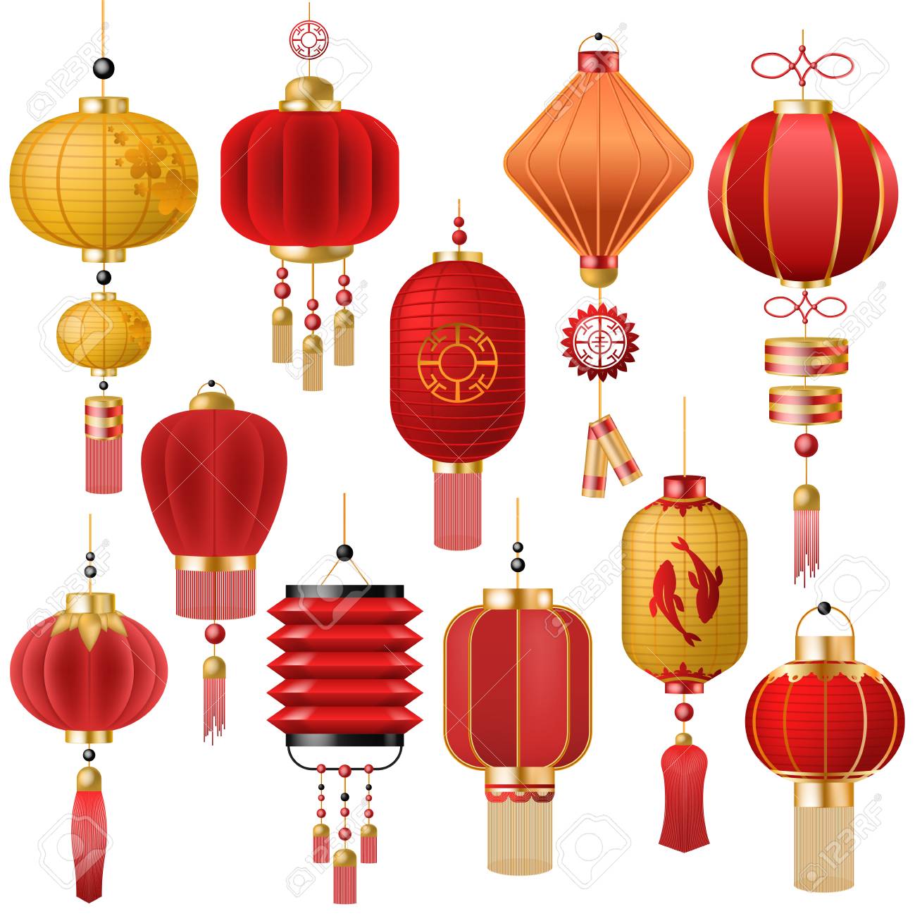 Chinese lantern vector traditional red lantern-light and oriental decoration of china culture for asian celebration illustration set of festival decor light isolated on white background - 102914097 Chinese lantern vector traditional red lantern-light and oriental decoration of china culture for asian celebration illustration set of festival decor light isolated on white background - 102914097