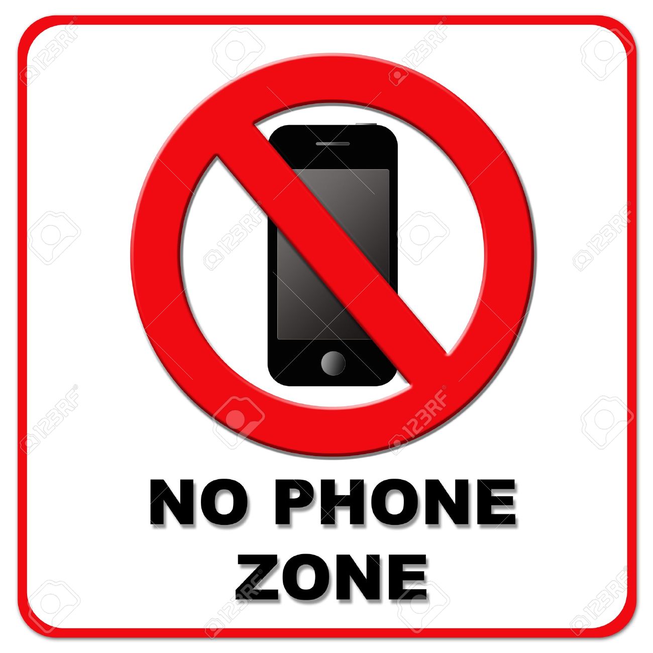 black and red no phone zone sign on white background stock photo 12535036