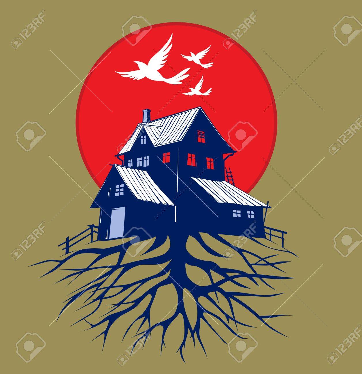 cartoon scare dark house roots - 10991416 cartoon scare dark house roots - 10991416
