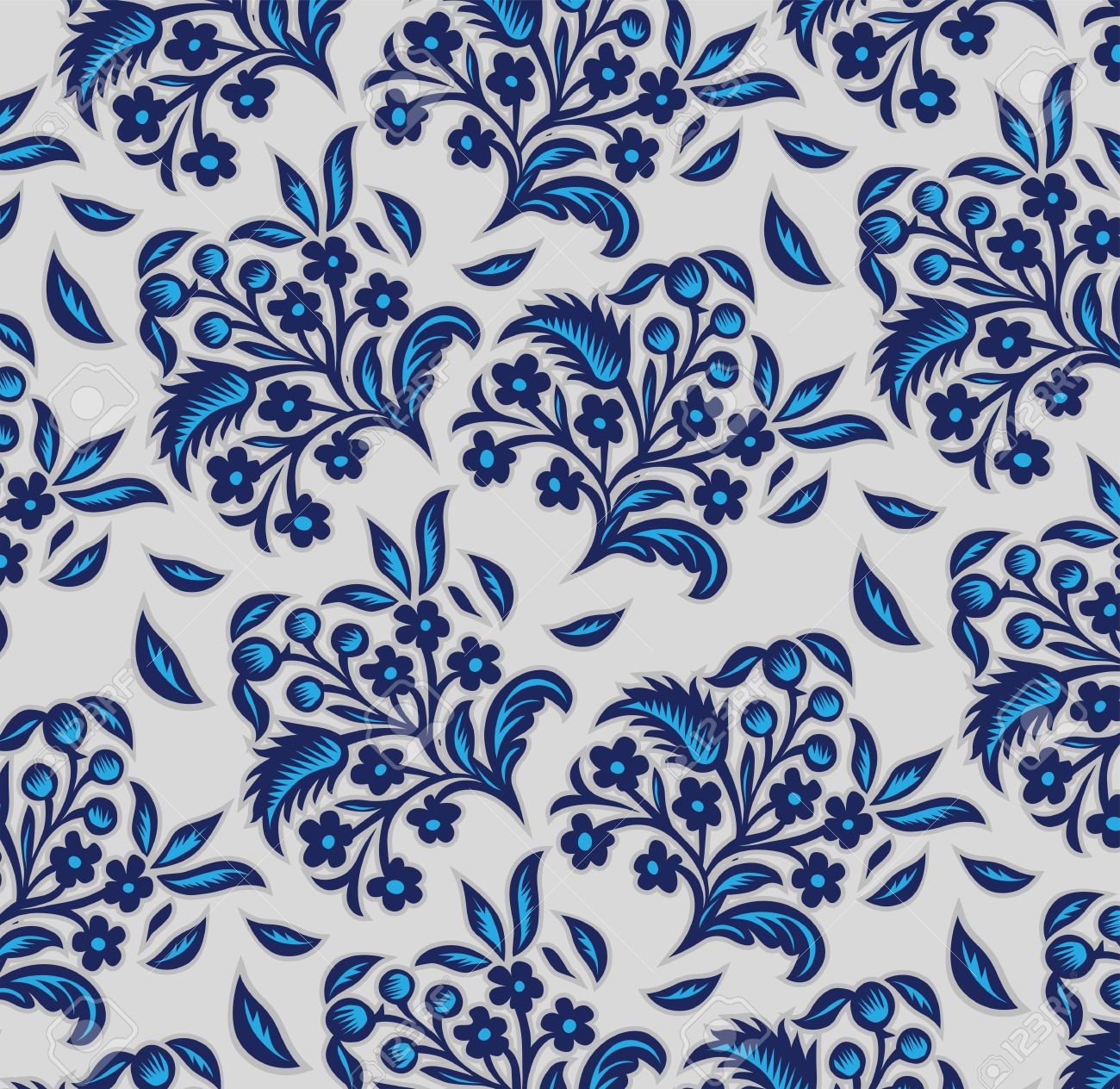 blue floral background pattern in vector - 11079236 blue floral background pattern in vector - 11079236
