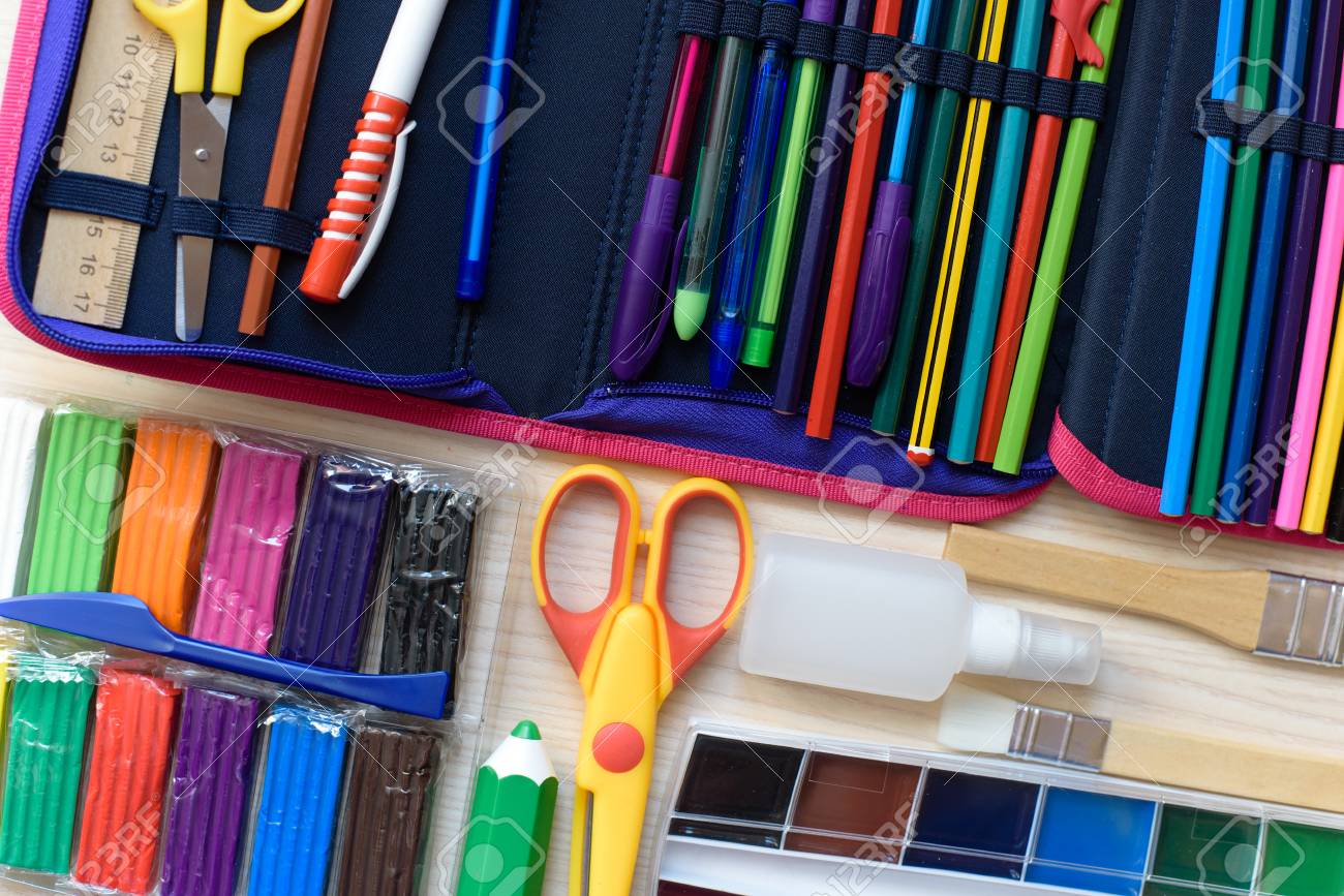 School supplies on the table Back to school concept. - 114535173 School supplies on the table Back to school concept. - 114535173
