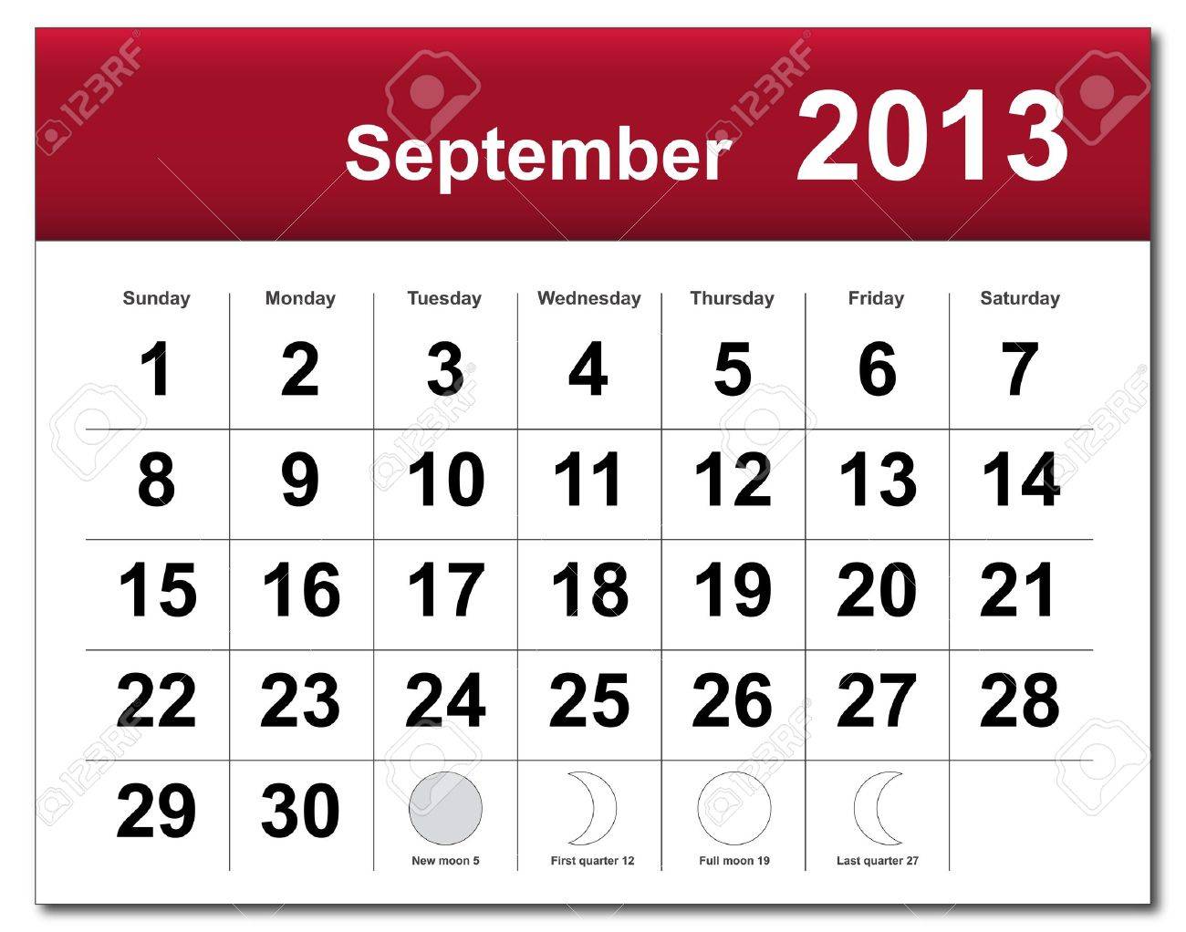 September 2013 Calendar Royalty Free Cliparts Vectors And Stock Illustration Image 14856369