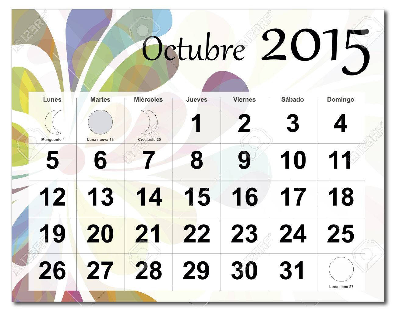 eps10 vector file spanish version of october 2015 calendar free october 2015 calendars