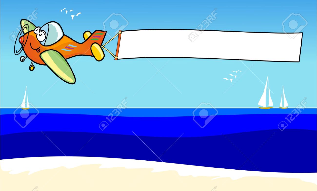 Illustration De Vecteur Illustrant Un Avion Se Deplacant Dans Le Ciel Une Banderole Blanche Clip Art Libres De Droits Vecteurs Et Illustration Image 9707563