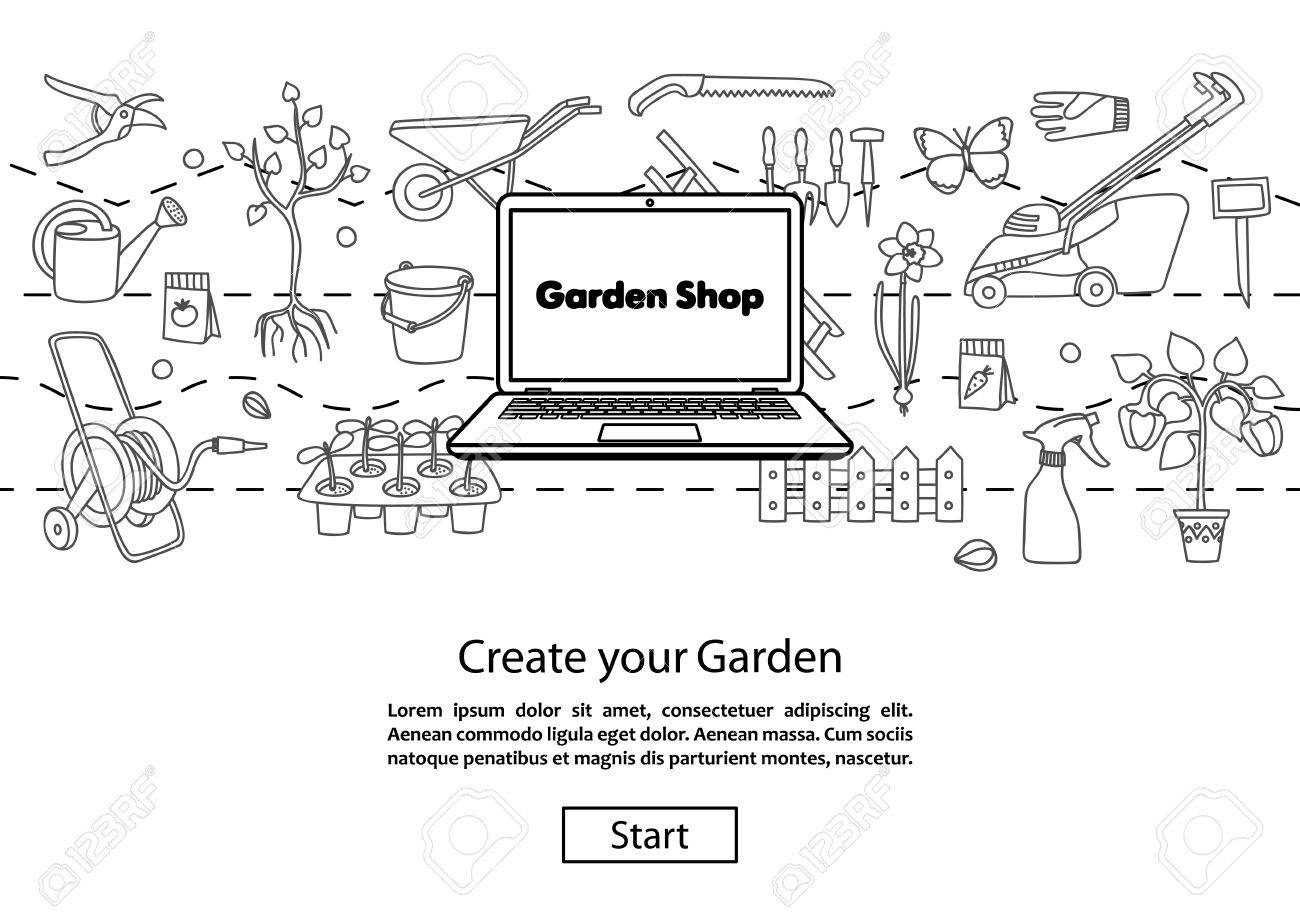 Garden Shop Concept Website Template Modern Outline Design Royalty Free Cliparts Vectors And Stock Illustration Image 54631819