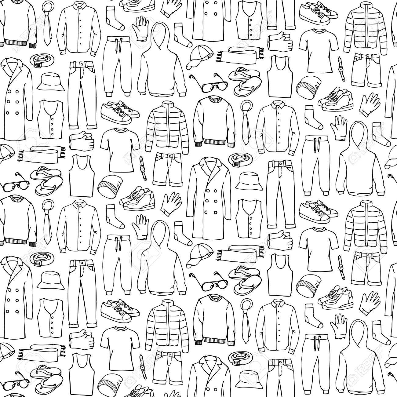 Vector Illustration Of Hand Drawn Man Clothes And Accessories Elements Royalty Free Cliparts Vectors And Stock Illustration Image