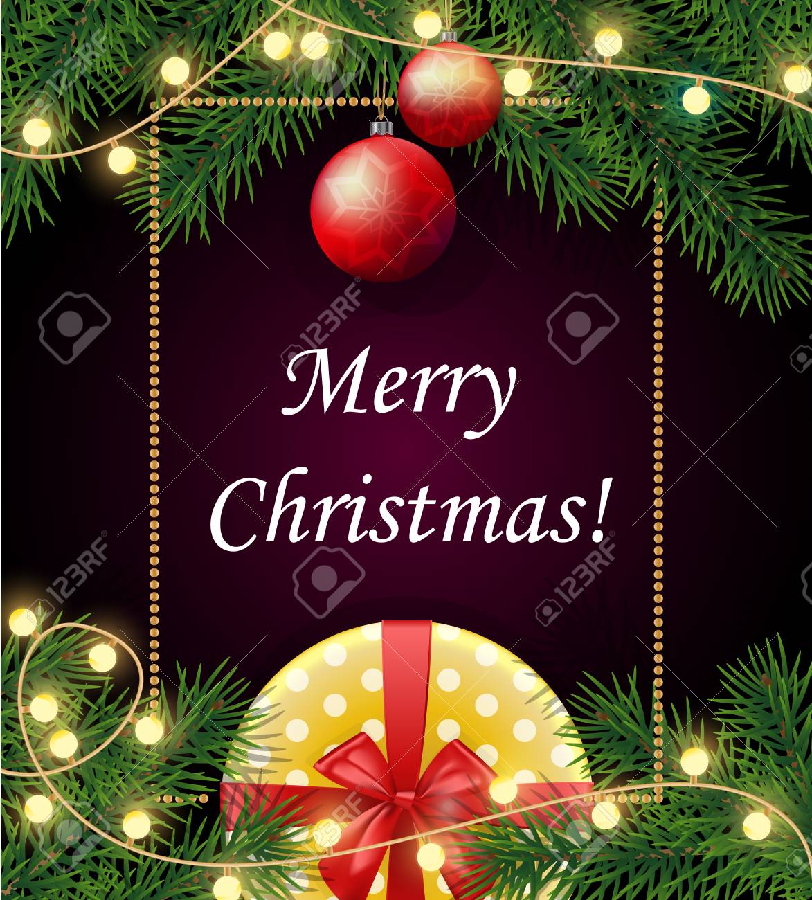 merry christmas and happy 2018 new year background with frame real christmas tree background