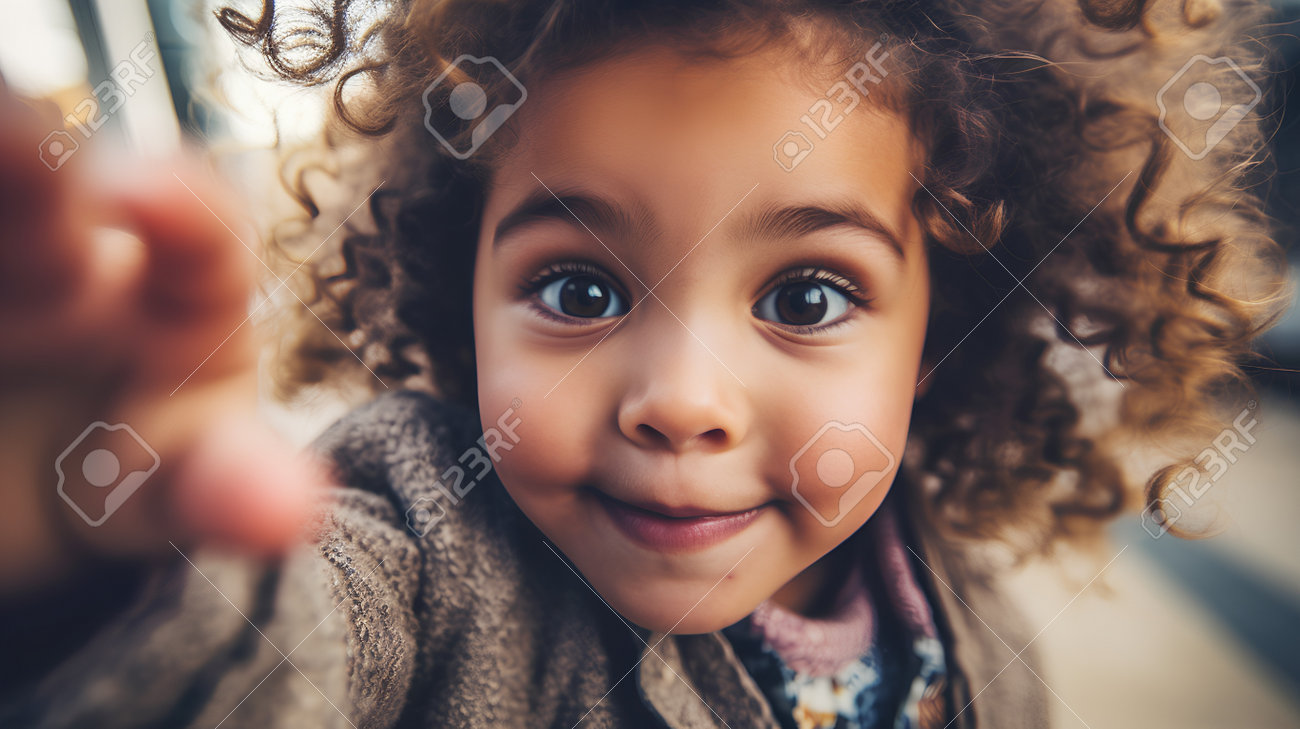 Retrato De Uma Linda Menina Com Cabelos Cacheados No Parque Foto Royalty Free, Gravuras, Imagens e Banco de fotografias. Image 210361534