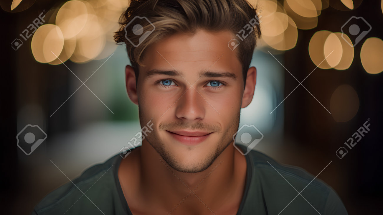 Premium Photo  Portrait of young attractive man with blue eyes