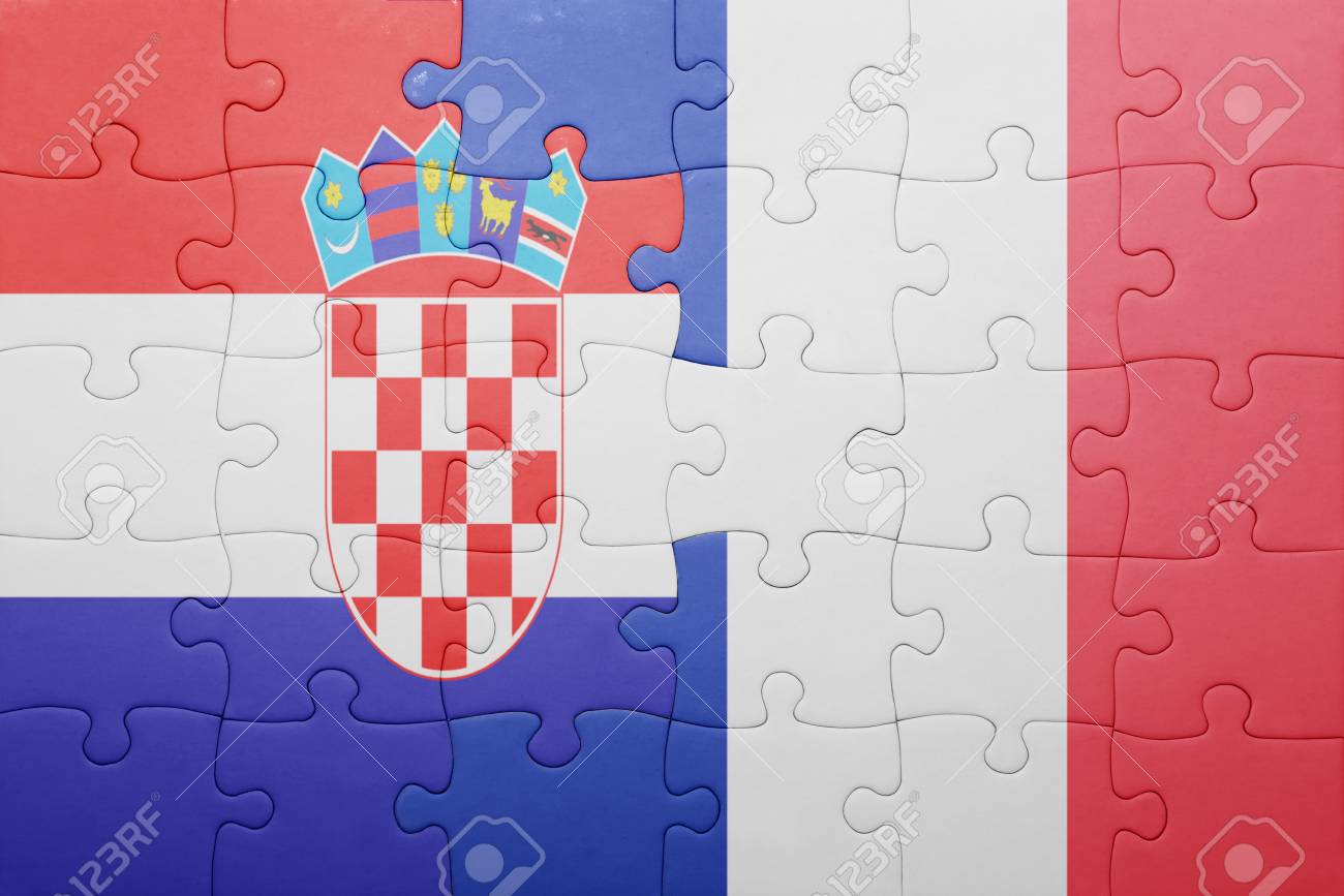 Puzzle With The National Flag Of Croatia And France Concept