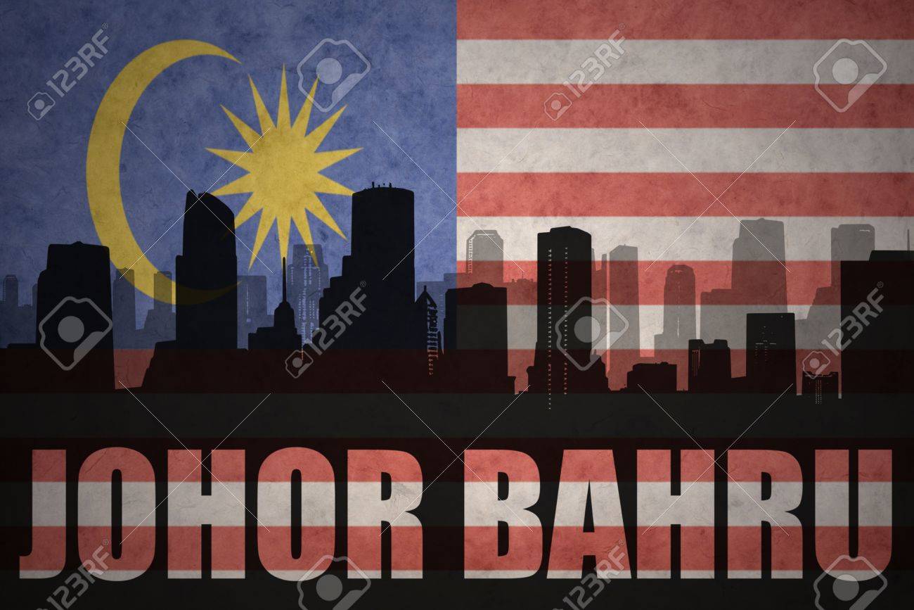 Abstract Silhouette Of The City With Text Johor Bahru At The Vintage Malaysian Flag Background Stock Photo Picture And Royalty Free Image Image