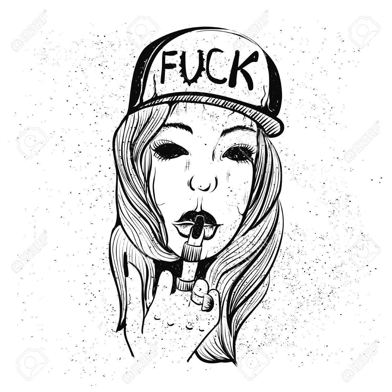 Hip Hop Music Girl. Pretty Young Urban Rap Girl. Lady Vector Artwork.  Doodle Art Isolated On White Background. Face Emotion Illustration. Royalty  Free SVG, Cliparts, Vectors, and Stock Illustration. Image 115068455., image size:1300x1300