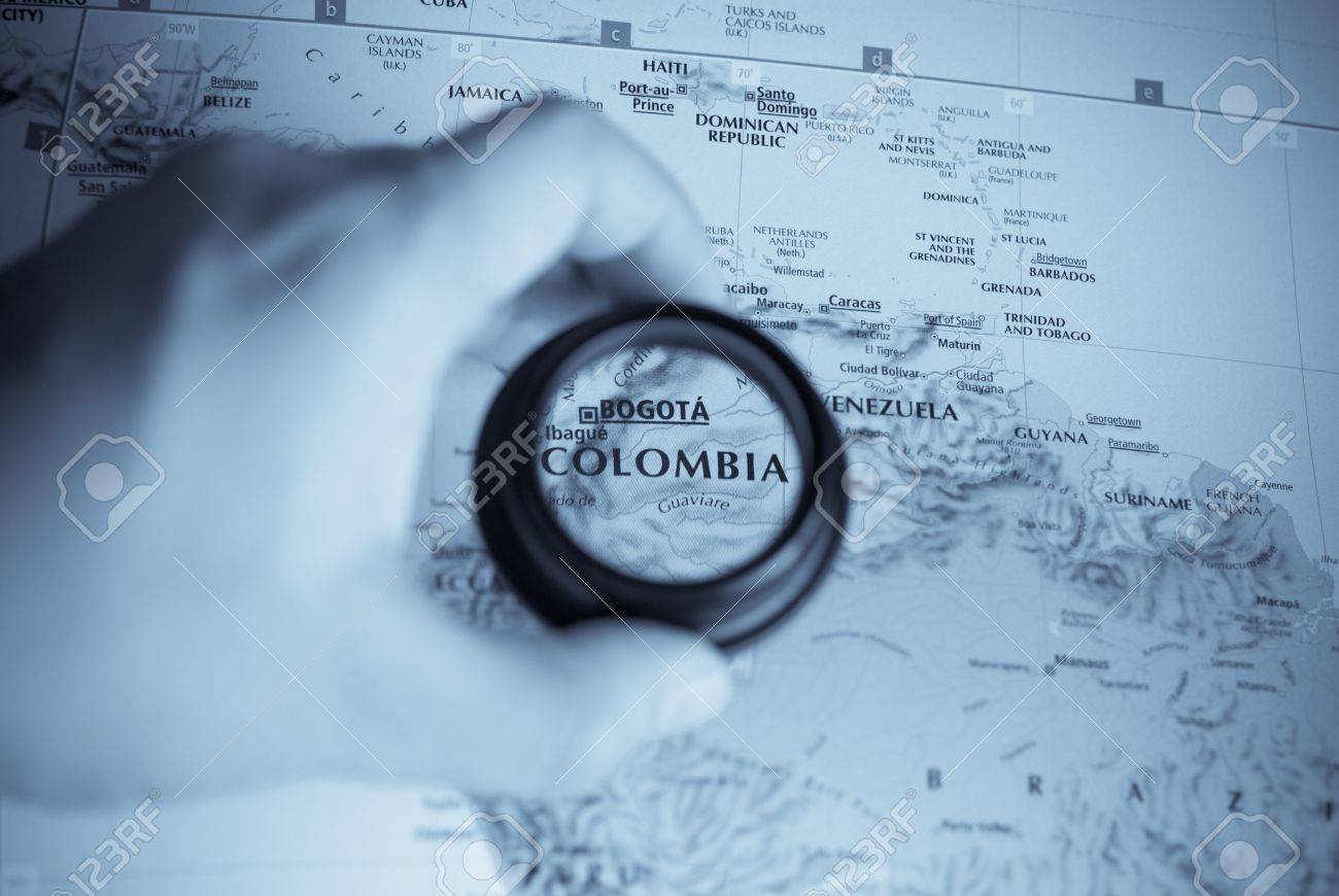 Selective focus on antique map of Colombia - 4019490 Selective focus on antique map of Colombia - 4019490
