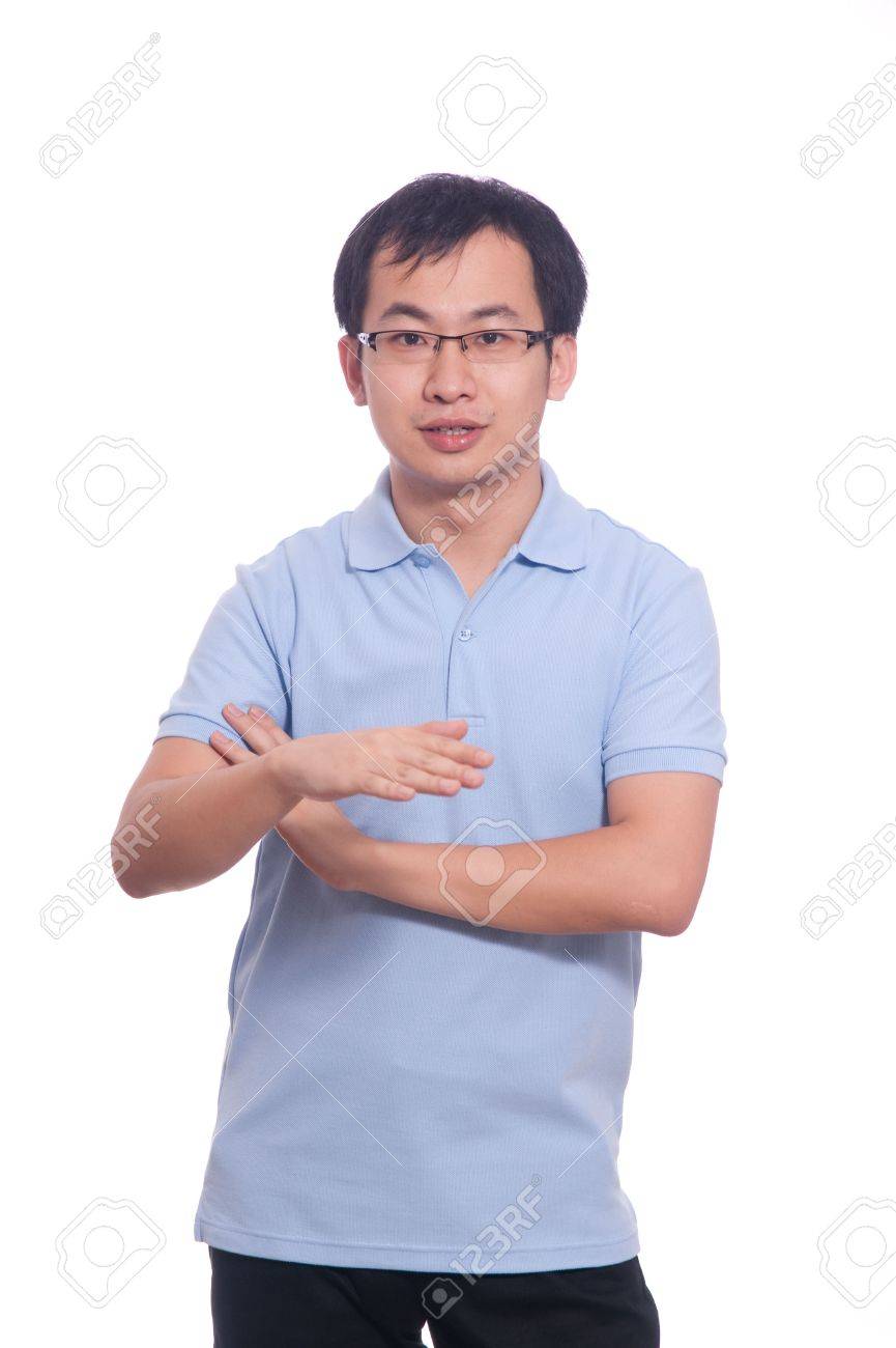 Confident chinese young male in blue polo shirt - 5909013 Confident chinese young male in blue polo shirt - 5909013