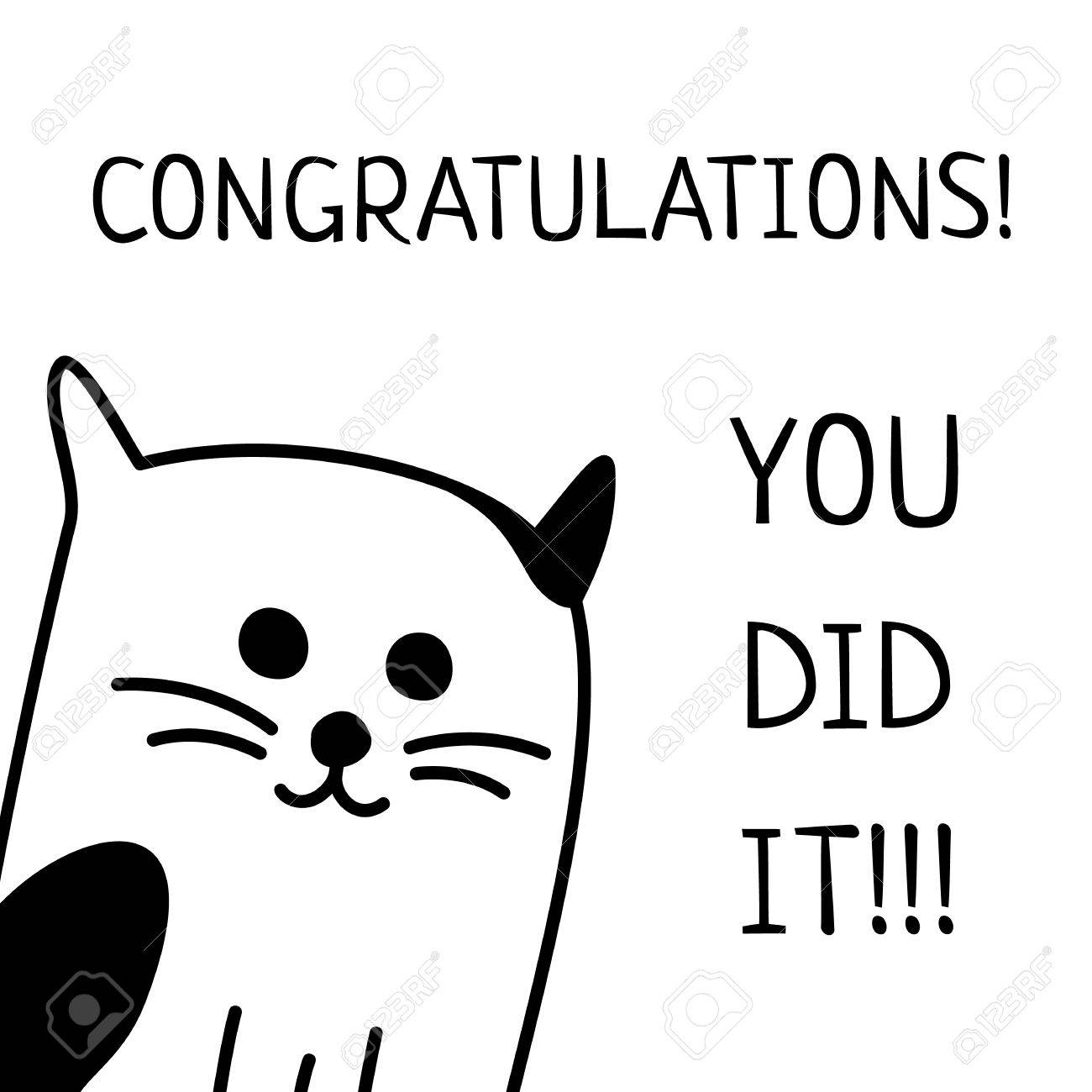Modele Vectoriel Avec Les Mots Felicitations Vous L Avez Fait Et Chat Et Chaton En Noir Et Blanc Dessine A La Main Peut Etre Utilise Comme Carte De Felicitation Clip Art Libres De Modele Vectoriel Avec Les Mots Felicitations Vous L Avez Fait Et Chat Et Chaton En Noir Et Blanc Dessine A La Main Peut Etre Utilise Comme Carte De Felicitation Clip Art Libres De