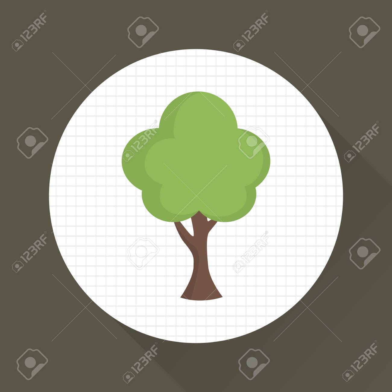 green tree color icon flat design environmental theme for web