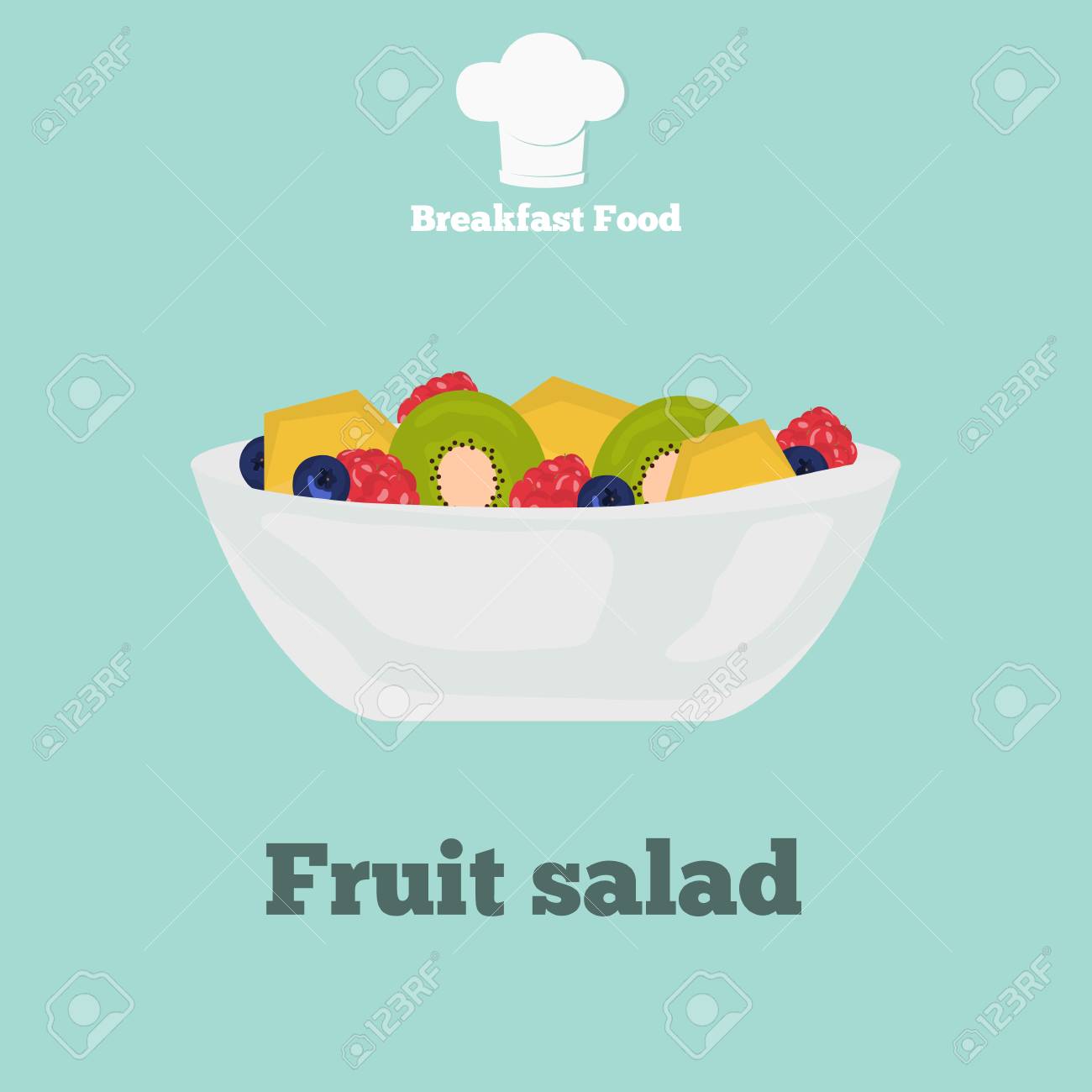 Icone De Couleur De Salade De Fruits Style De Dessin Anime Pour Le Web Et Le Design Mobile Clip Art Libres De Droits Vecteurs Et Illustration Image 71394556